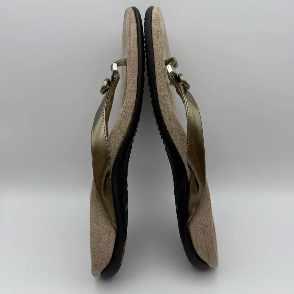 Vionic Orthoheel Bella Sandal Thong Bow Detail Comfort‎ Slide Gold Women's 9